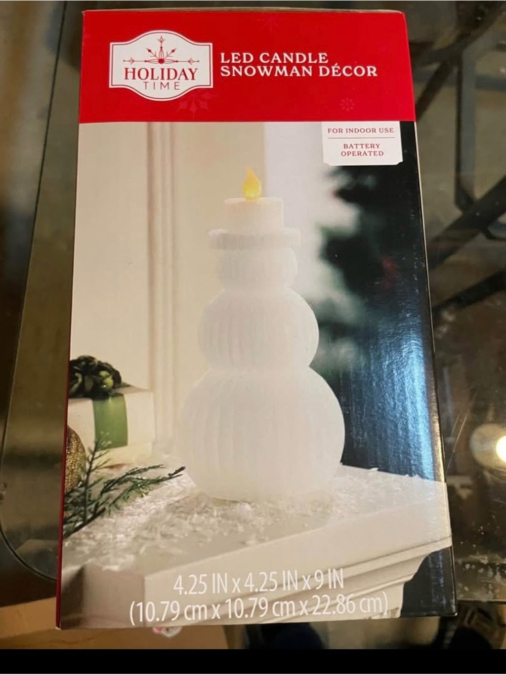 Holiday Time White LED Snowman Décor Candle with Flickering Flame